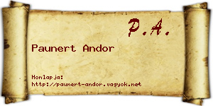 Paunert Andor névjegykártya